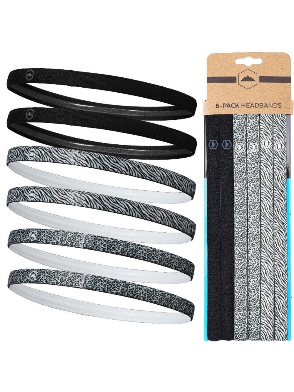 Women Black Leopard Thin Elastic Headbands Workout Sweatbands Hair Accessories